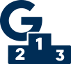 Google-Rankings Blue stylized letter G with the digits 2, 1, and 3 positioned beneath it, forming a simple logo mark.
