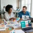 Marketing team using color psychology to develop a brand palette