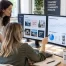 Marketing team reviewing social media analytics and content strategy